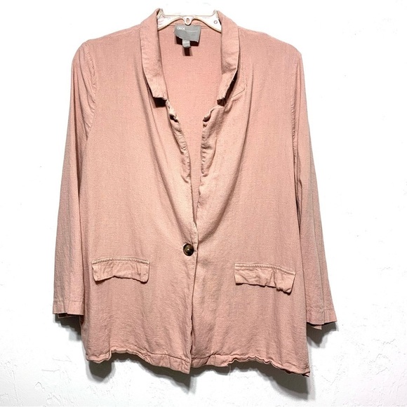 ASOS Blush Linen Lagenlook Button Front Long Sleeve Jacket Cardigan size 10 - Picture 1 of 6